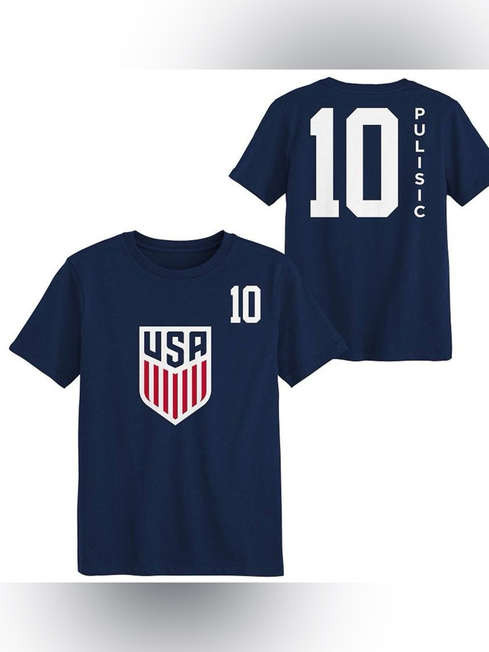 USA Navy Unisex Soccer Cotton Graphic Tee - #10 Pulisic NWT